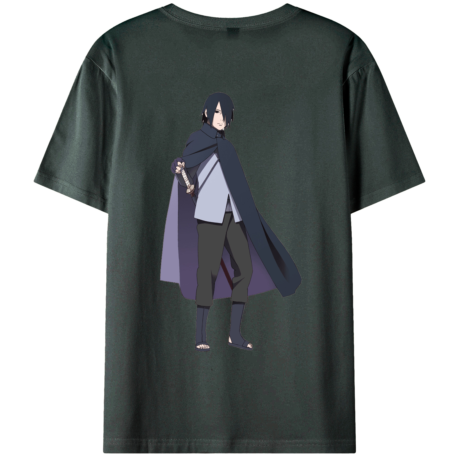（画像用） NARUTO -ナルト- うちは サスケ Uchiha Sasuke 綿100％ メンズ半袖Tシャツ（バックプリント） 通気性